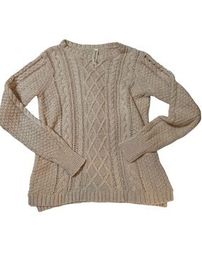 Aeropostale Cream Cable Knit Crewneck Sweater